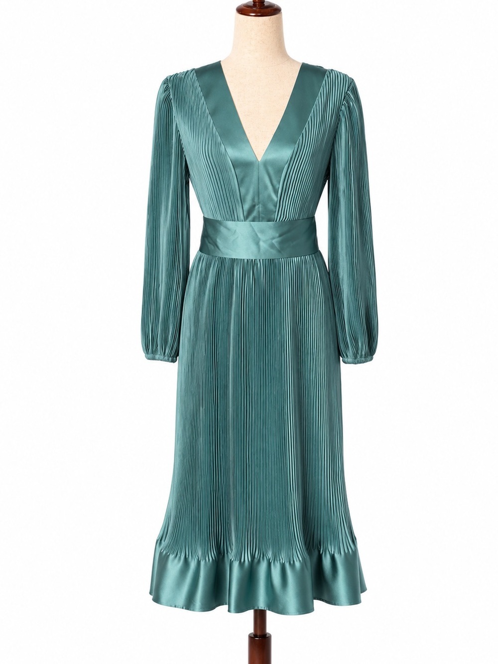 Milly turquoise pleated and silky bow midi dress- evening wear- fits like 8